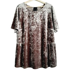 PLEIONE Velvet Short Sleeve Tunic Blouse Lilac PLUS Sz 1X